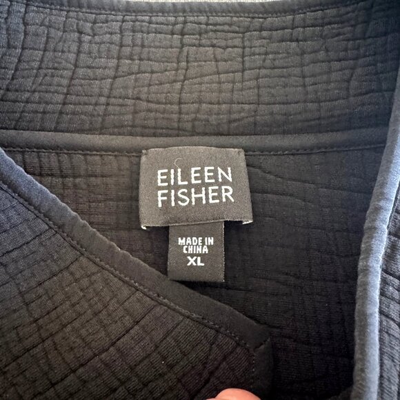 Eileen Fisher Women's Rayon/Silk Textured Open Front Black Jacket Cardigan Sz XL - Picture 7 of 9